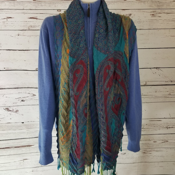 Accessories - Scarf with Fringe Wrap Shawl Vibrant